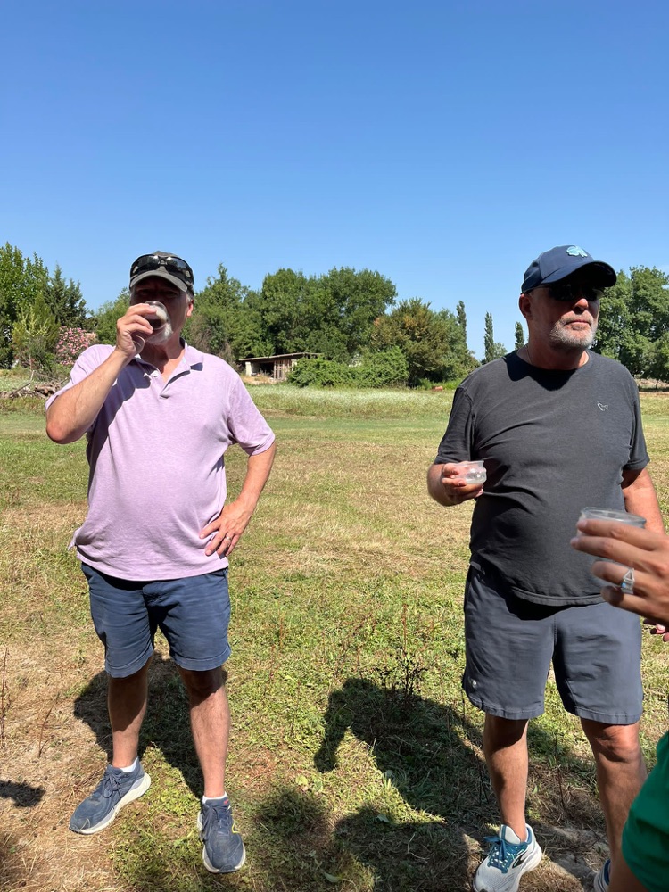Outdoor tasting with the group during a bike tour